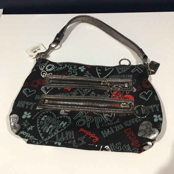 Coach Handbags - NWT Coach Poppy Graffiti Hearts Large Wristlet